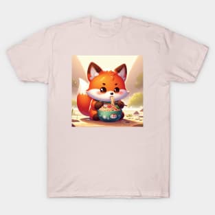 Cute Fox Eating Ramen T-Shirt